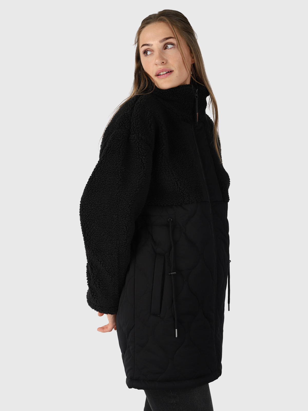 Cecile Damen Teddy Mantel | Schwarz