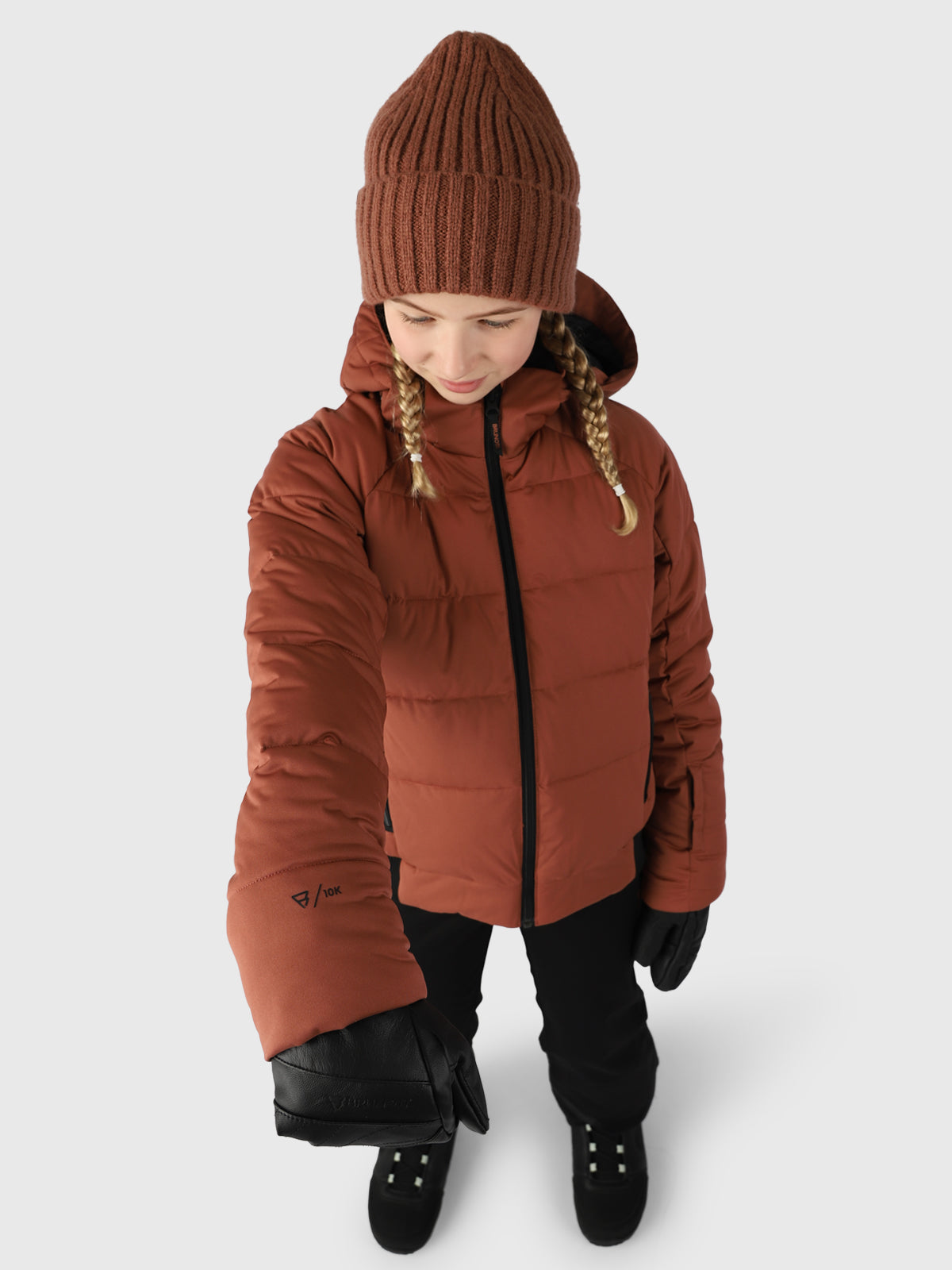 Suncrown 女童羽绒雪地夹克 | 棕色