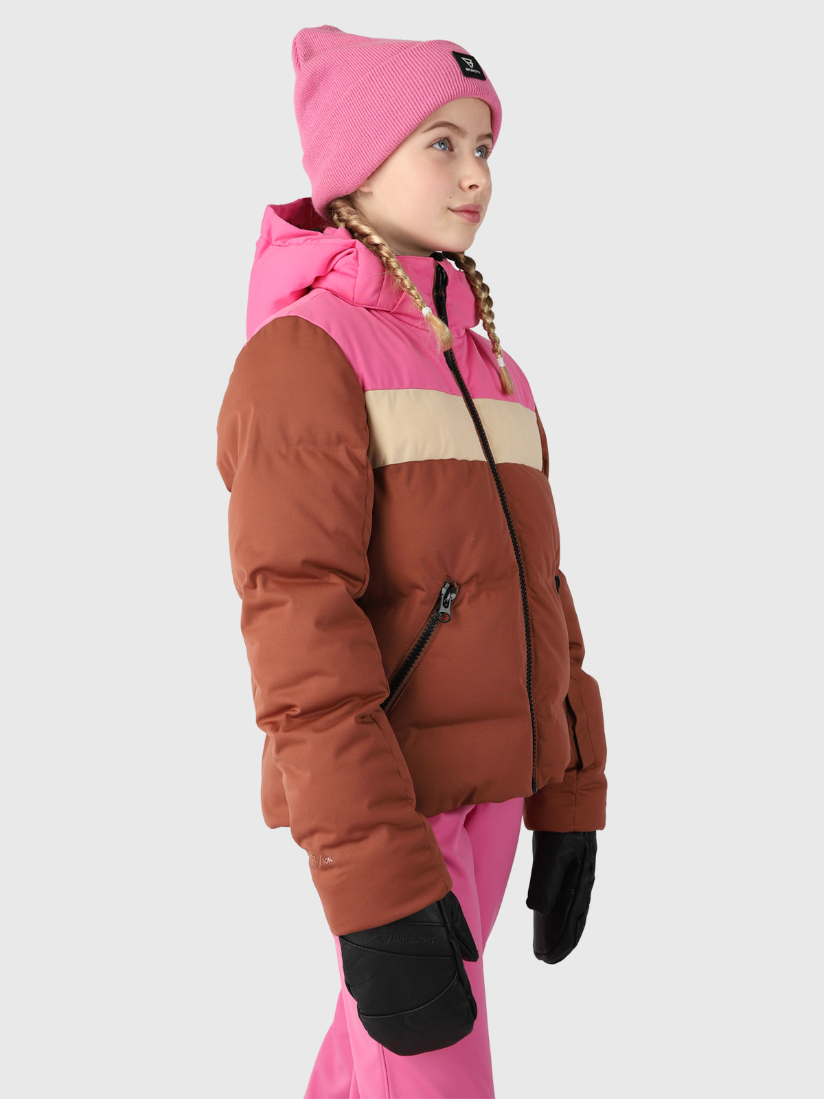 Niagony 女童羽绒雪地夹克 | 棕色