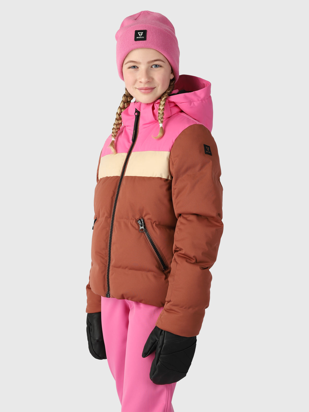 Niagony 女童羽绒雪地夹克 | 棕色