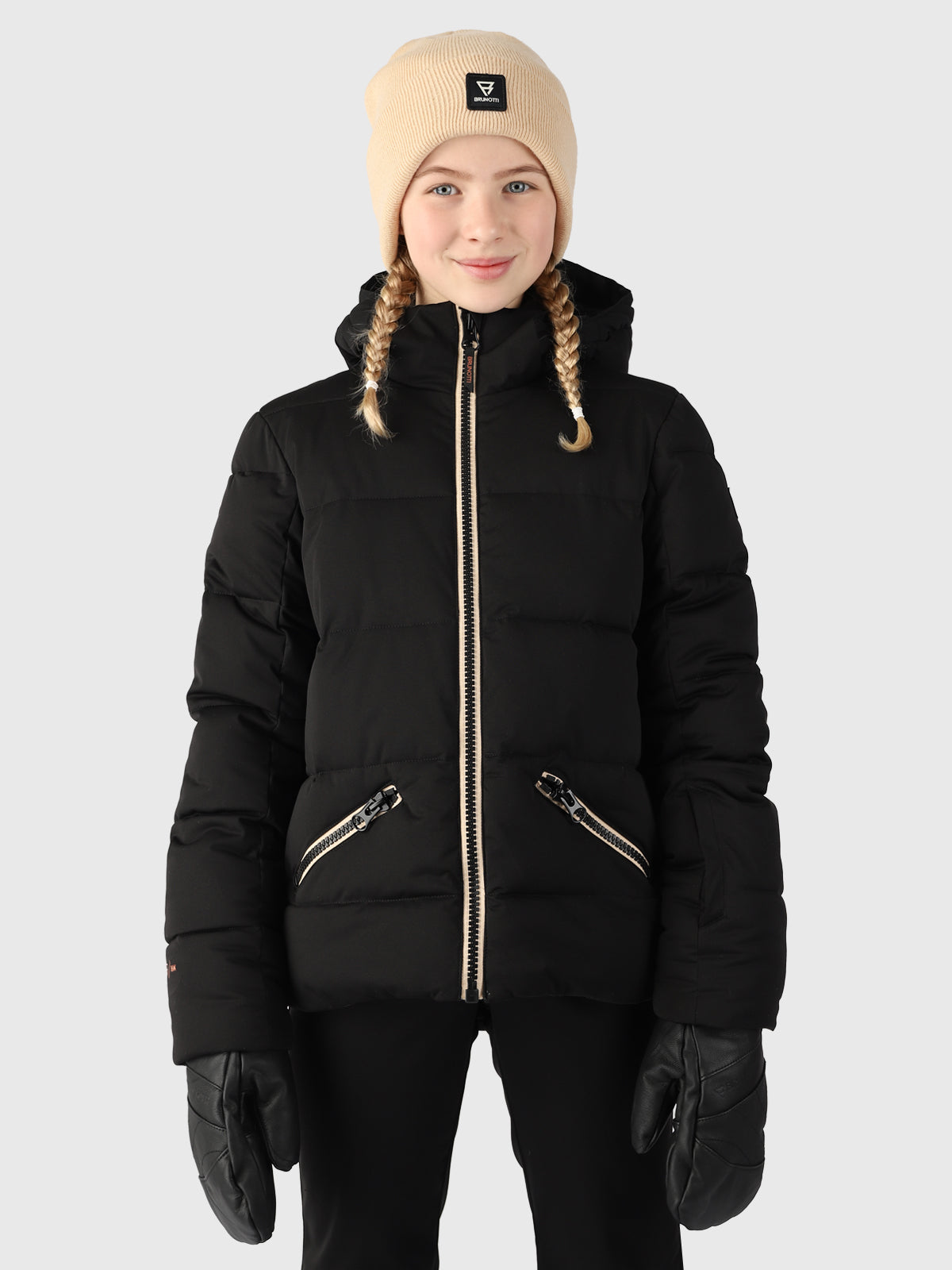 Iraika Mädchen Puffer Skijacke | Schwarz