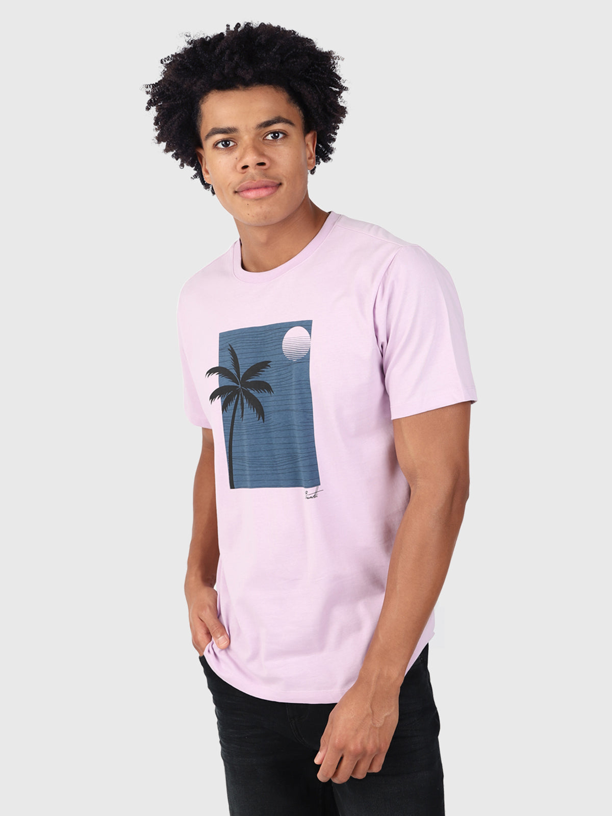 Palm-Sunset Herren T-shirt | Lila
