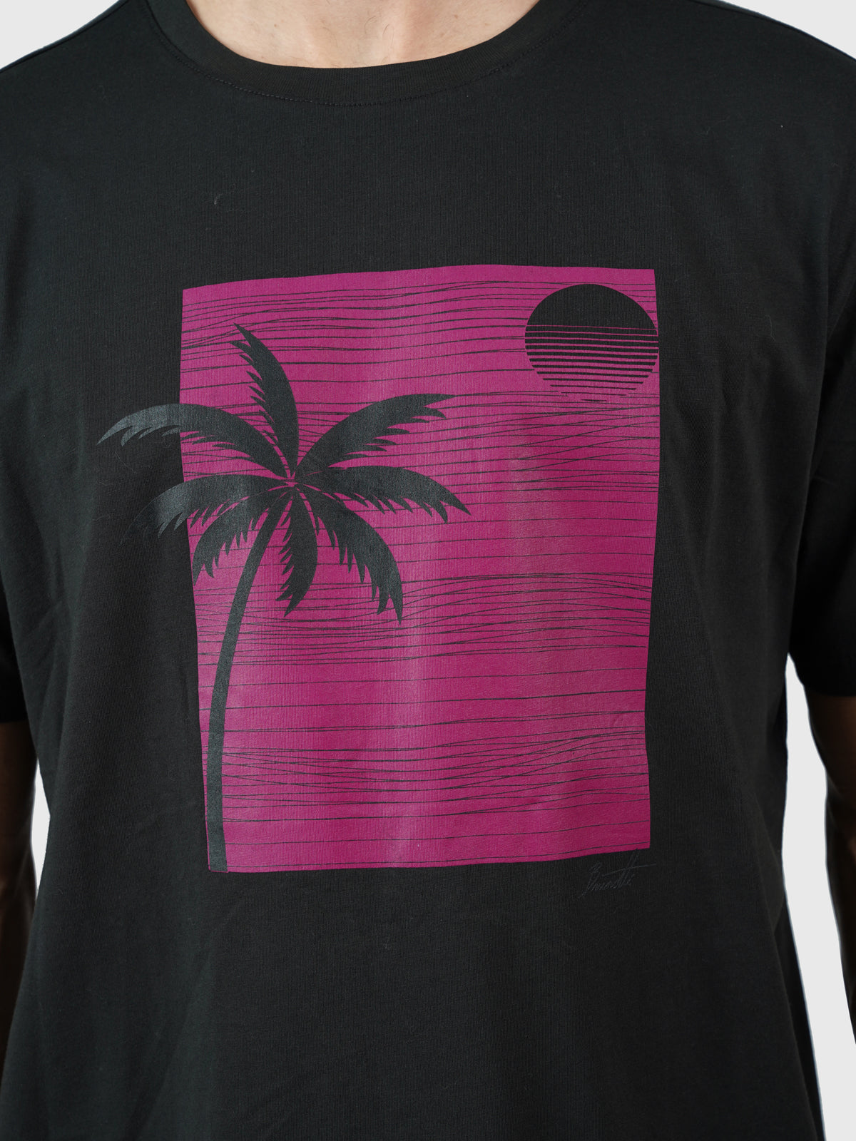 Palm-Sunset Heren T-shirt | Zwart
