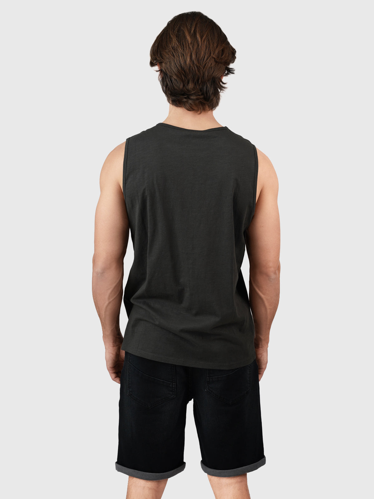 Malaku-Slub Herren Singlet | Schwarz