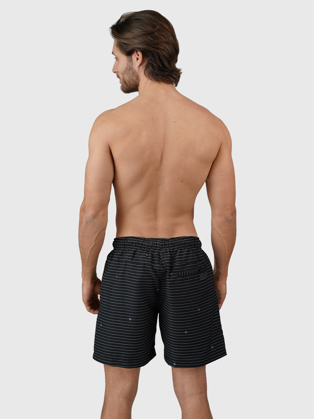 Cruneco-Stripe Men Swim Shorts | Black