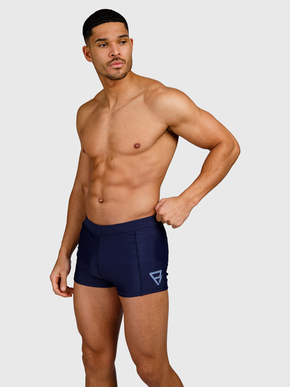 Samier-Logo Men Swim Trunks | Indigo Blue