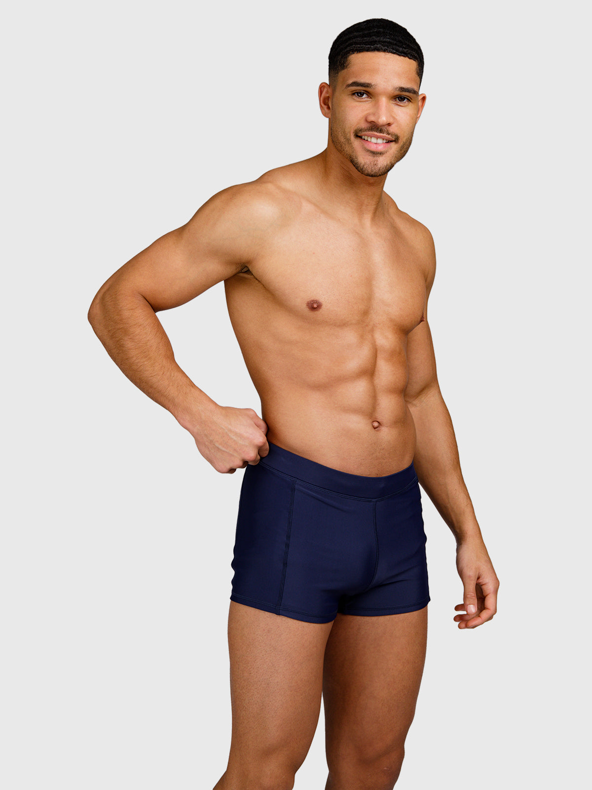 Samier-Logo Men Swim Trunks | Indigo Blue