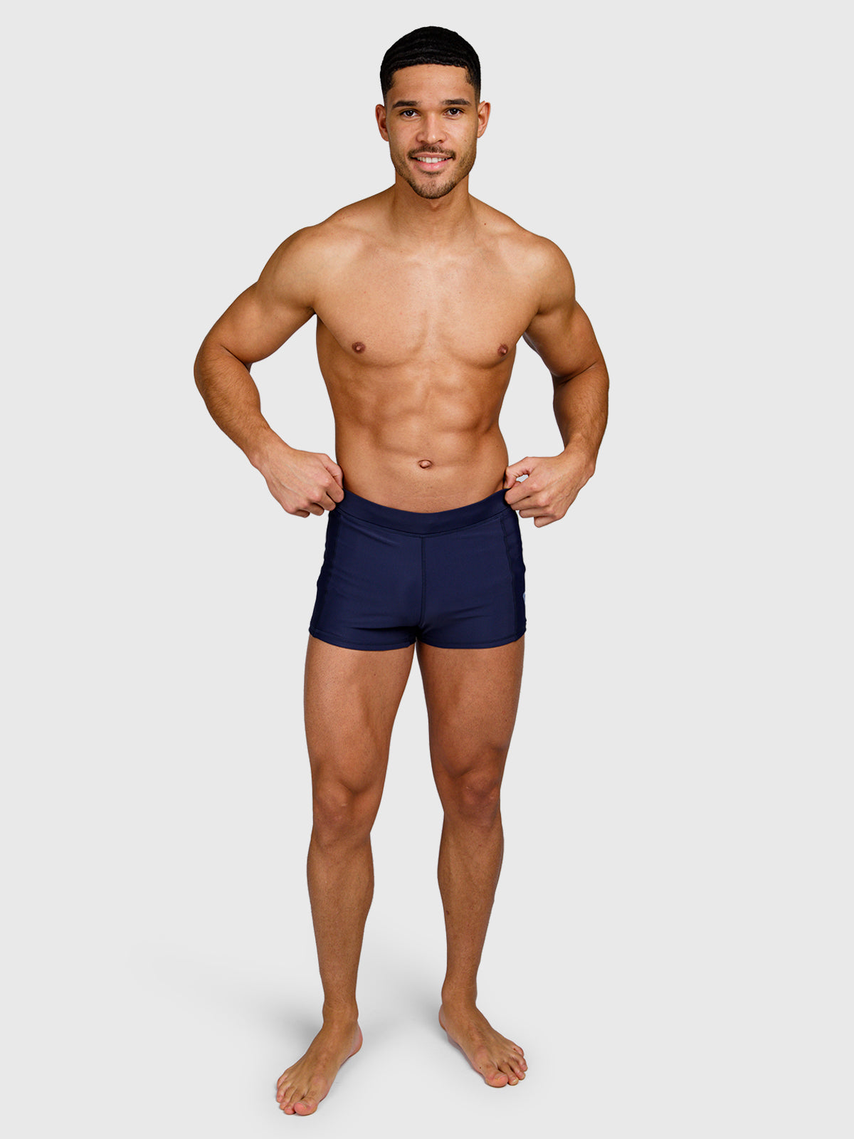 Samier-Logo Men Swim Trunks | Indigo Blue