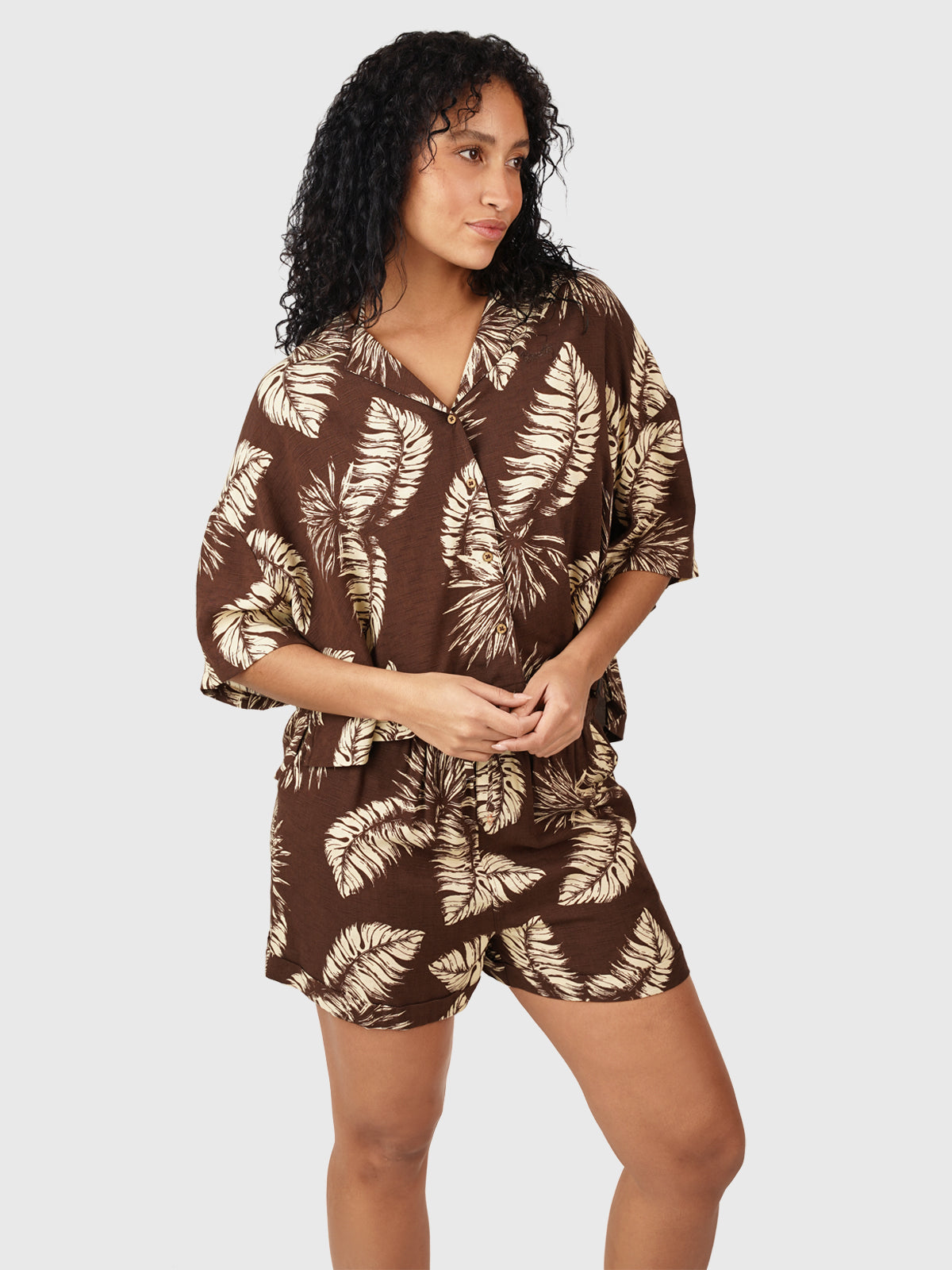 Rilee-Palm Women Shirt | Brown