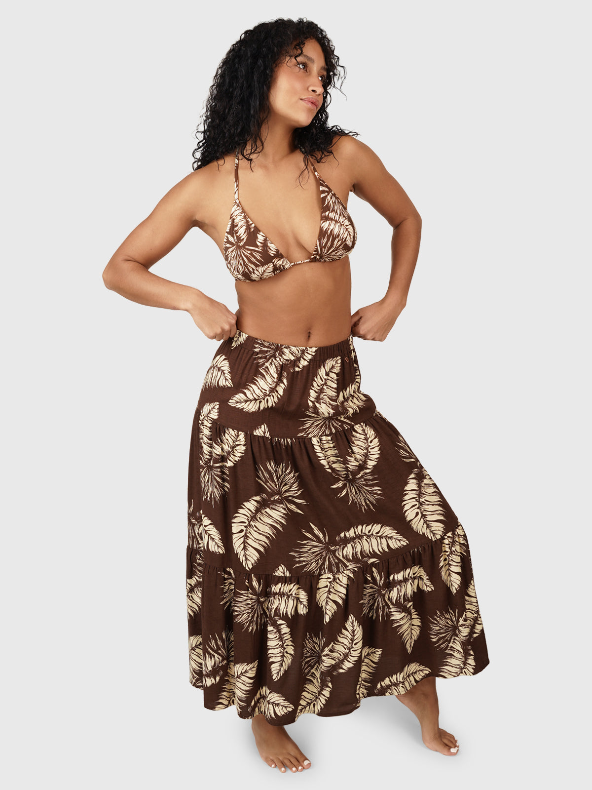 Romy-Palm Women Skirt | Brown