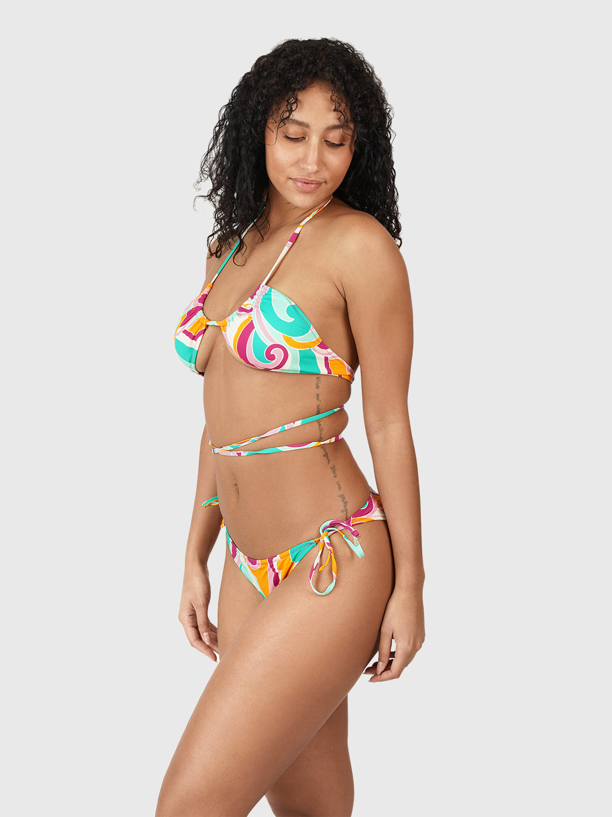 Aviva-Swirl Women Multi-Wearable Triangle Bikini Set | Multi Color