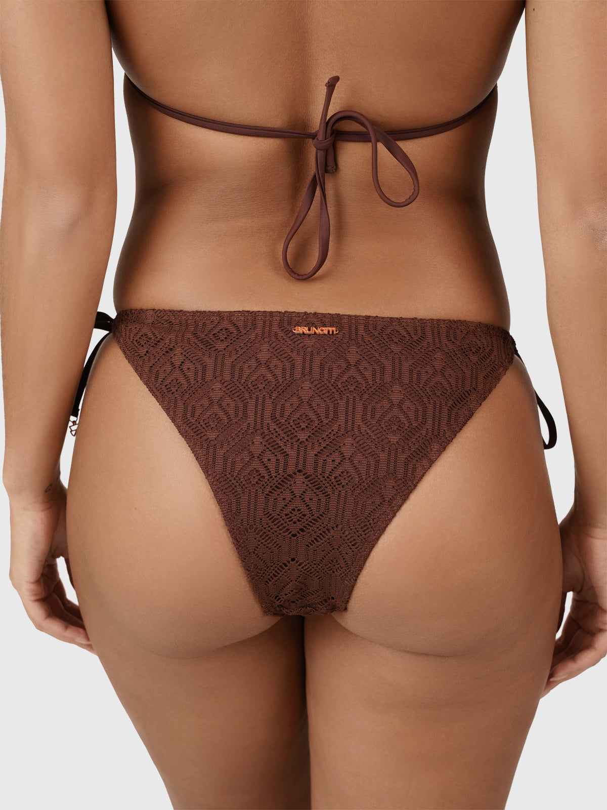 Mahlia-Lace Women Triangle Bikini Set | Brown