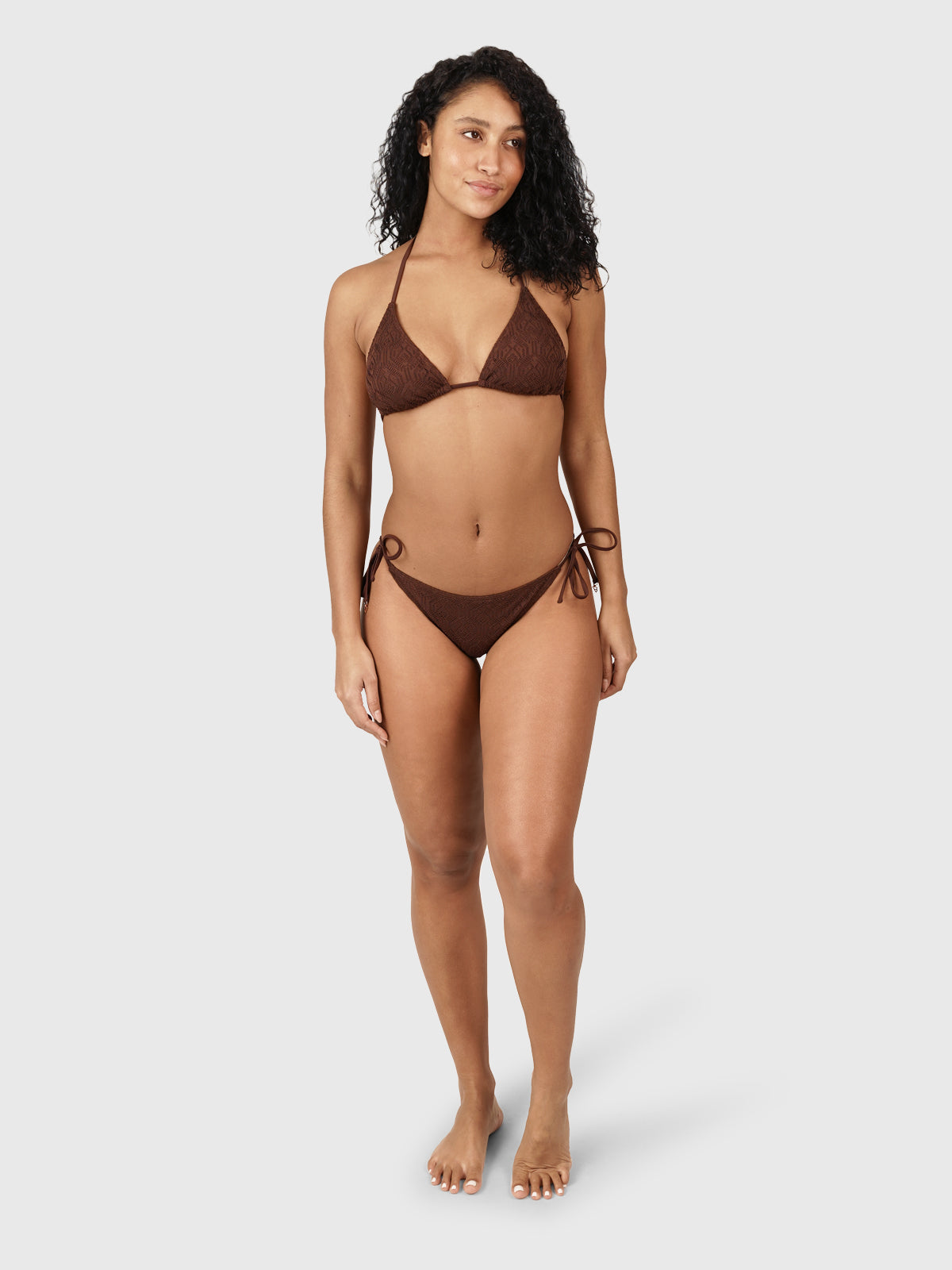 Mahlia-Lace Women Triangle Bikini Set | Brown