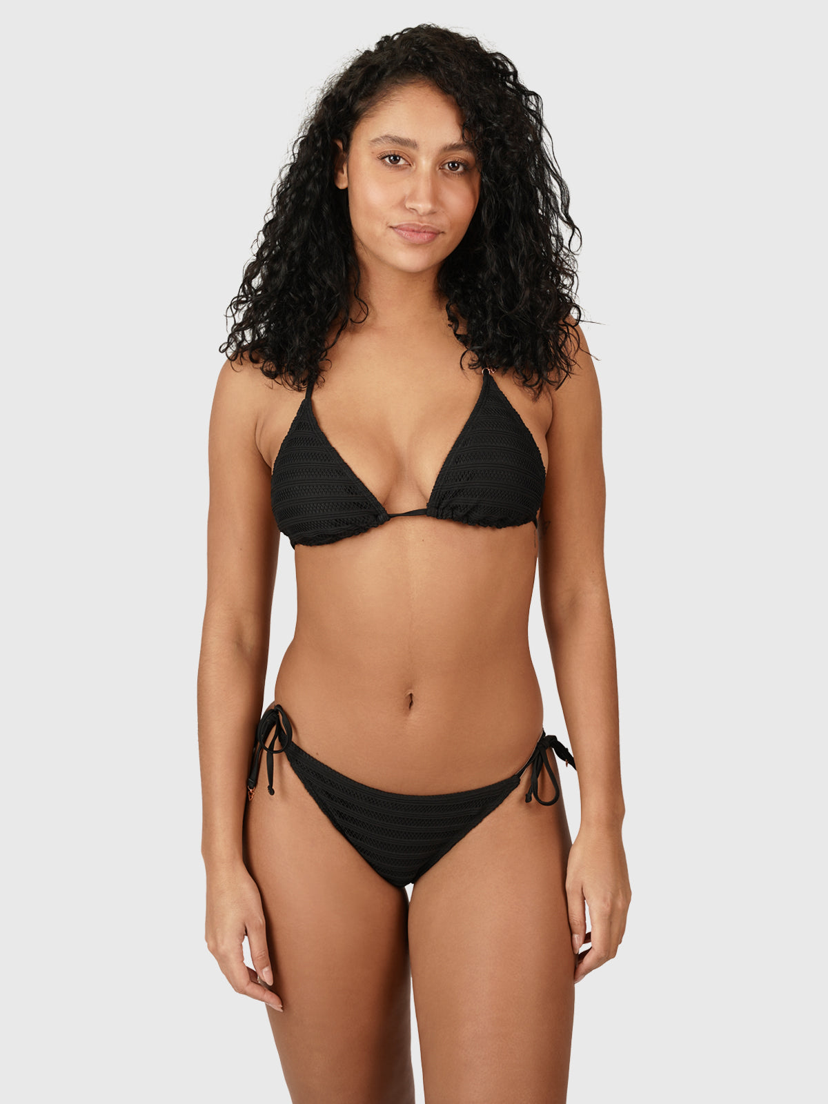 Mahlia-Mesh Women Triangle Bikini Set | Black
