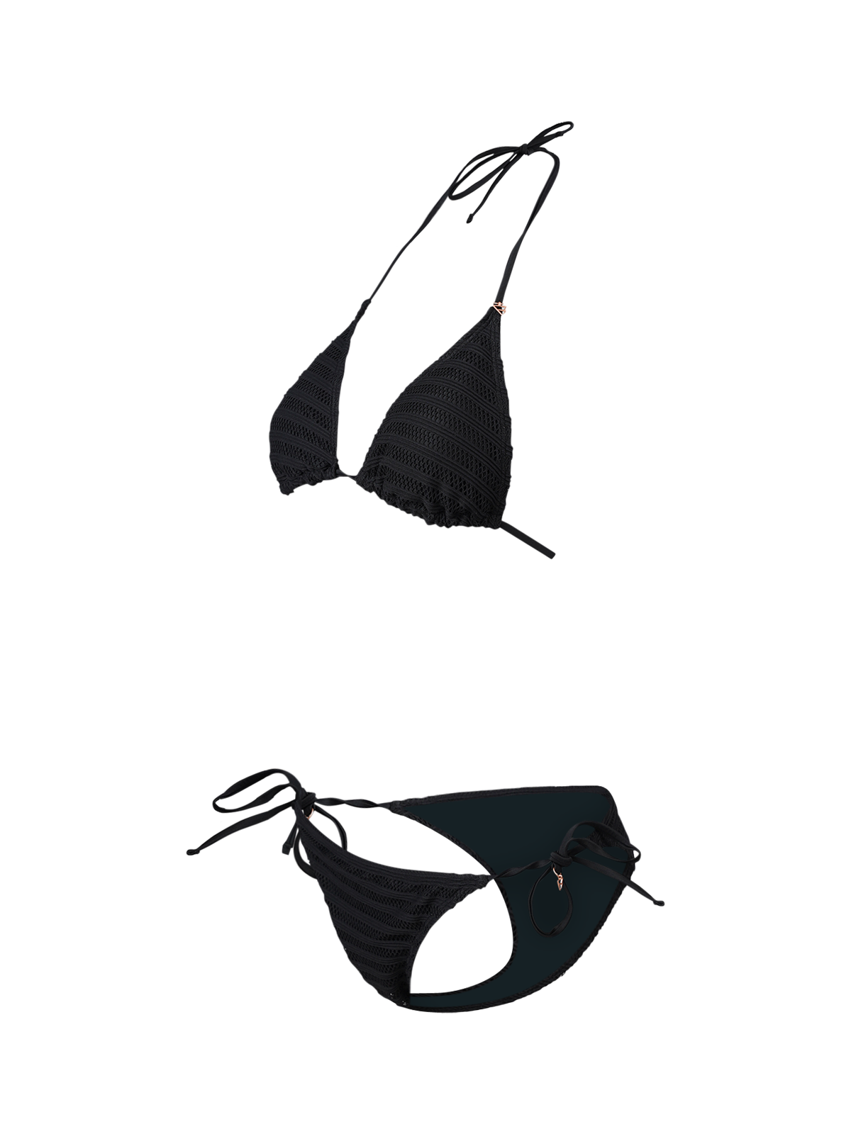 Mahlia-Mesh Damen Triangle Bikini Set | Schwarz