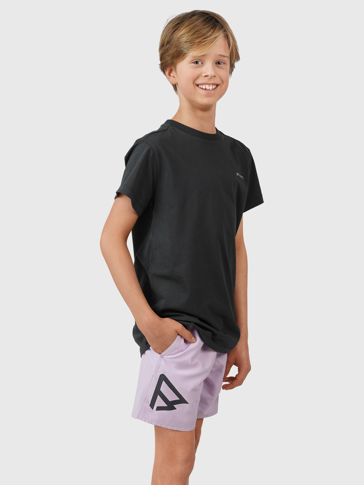 Oval-Mountainy Jungen T-shirt | Schwarz