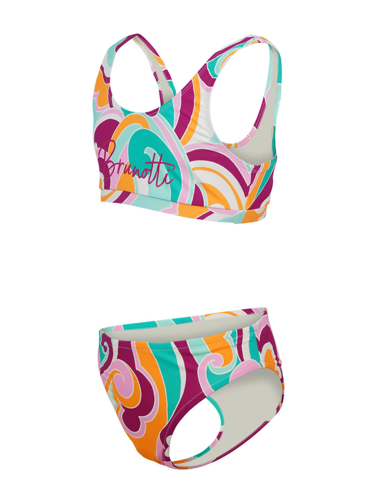 Cruzini-Swirl Girls Sports Bikini Set | Multi Color