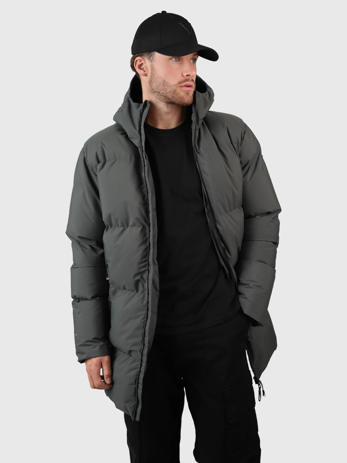 Bigmain Men Long Puffer Jacket | Mud Green