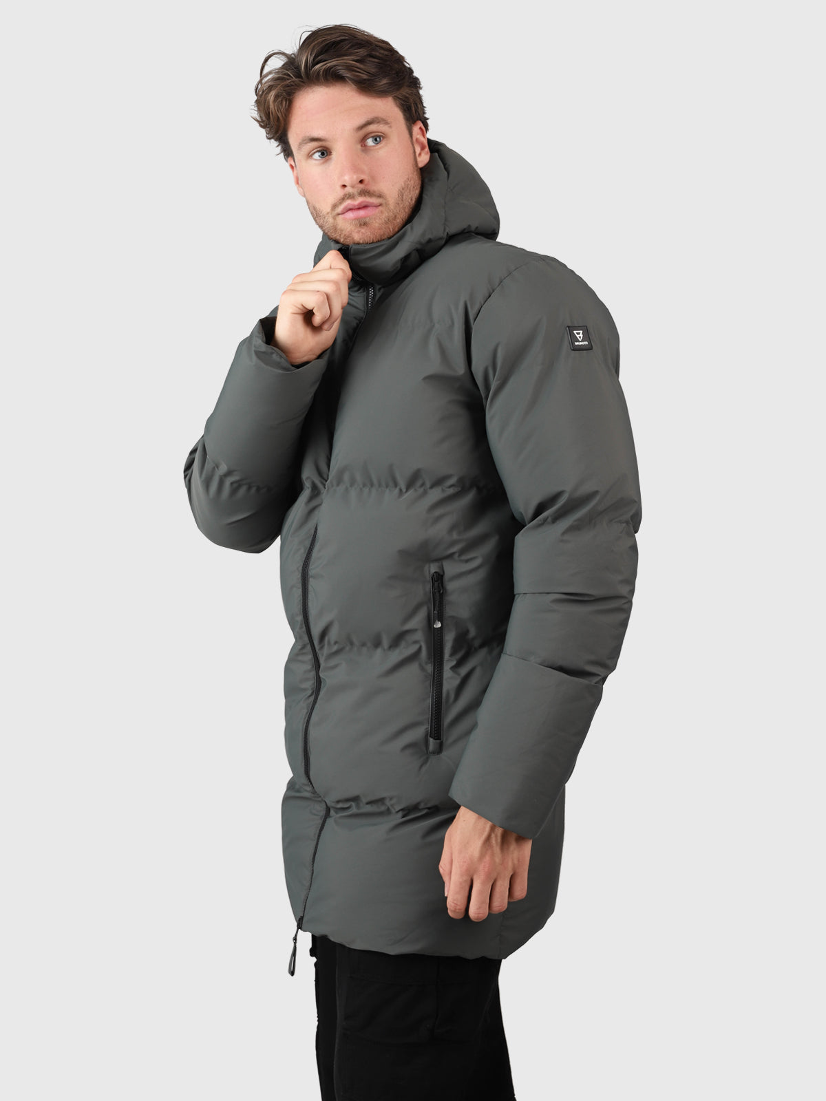 Bigmain Men Long Puffer Jacket | Mud Green