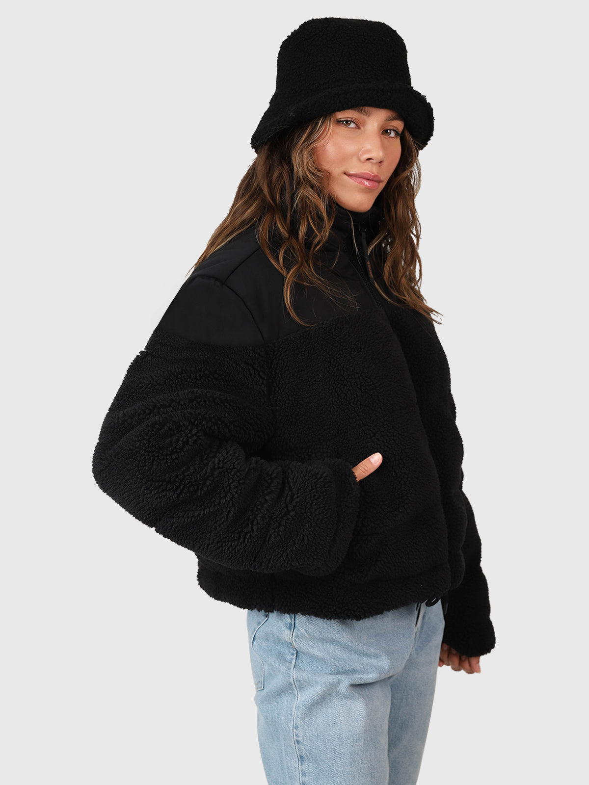 Teddy Damen Teddy Pufferjacke | Schwarz
