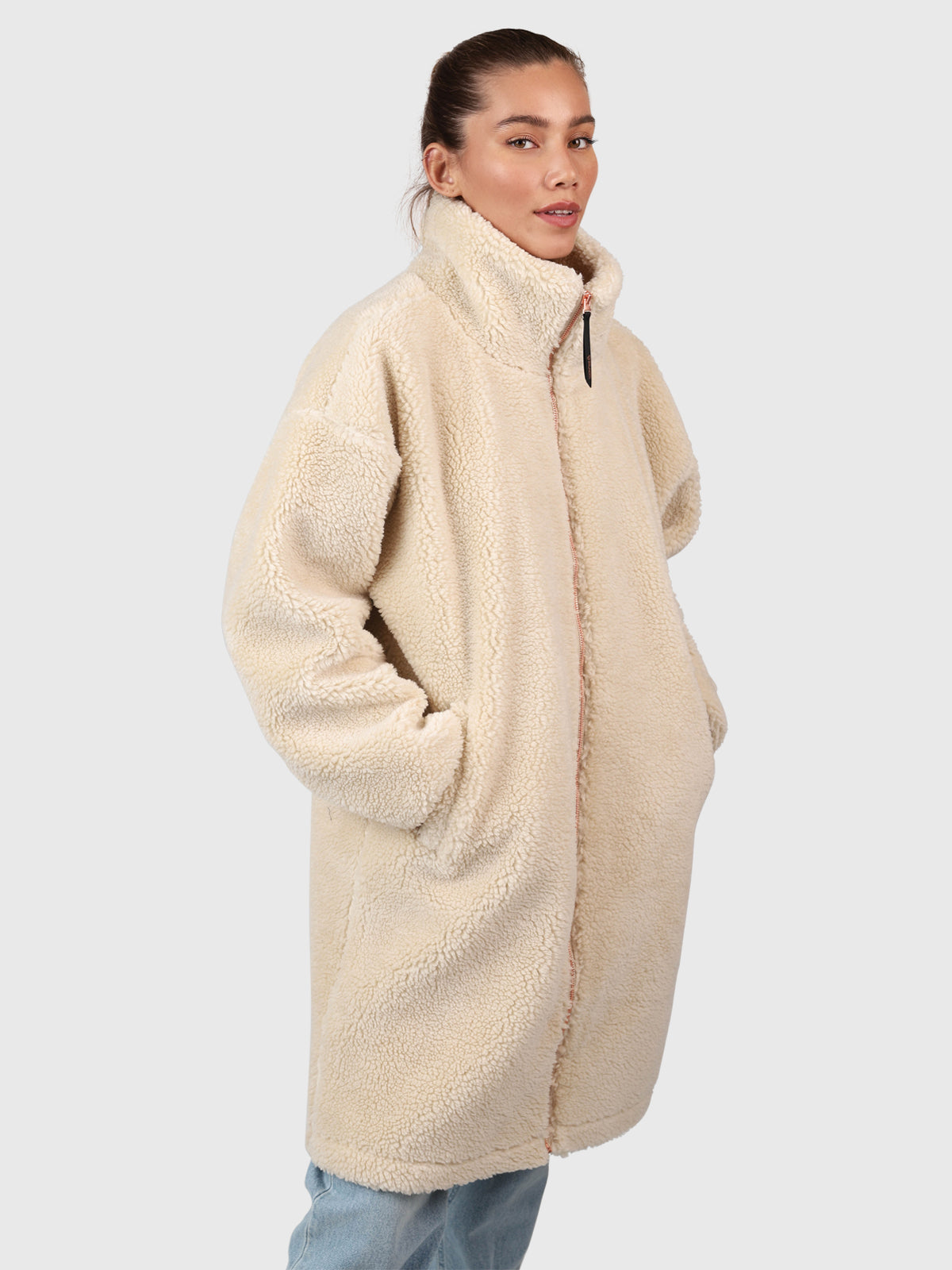 Cervinia Damen Langer Oversized Teddy Fleece Mantel | Canvas