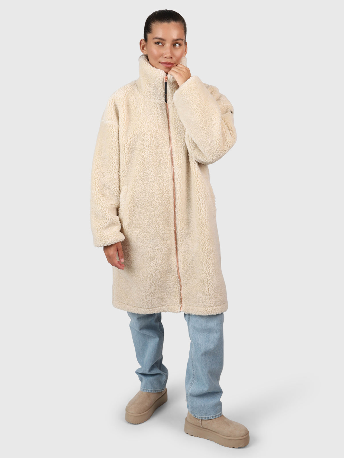 Cervinia Damen Langer Oversized Teddy Fleece Mantel | Canvas
