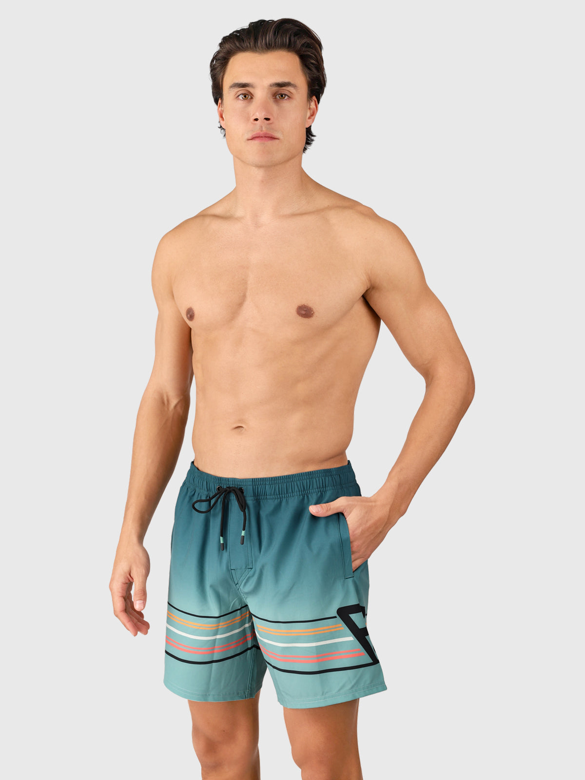Bru-conic-Stripe Men Swim Shorts | Bottle Green