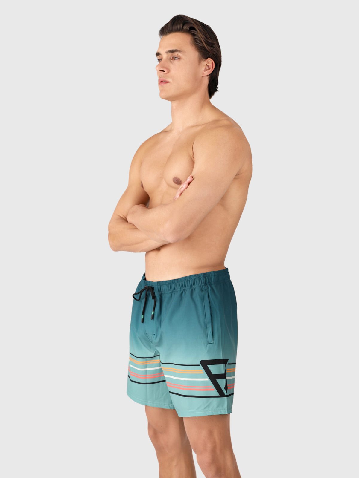 Bru-conic-Stripe Men Swim Shorts | Bottle Green