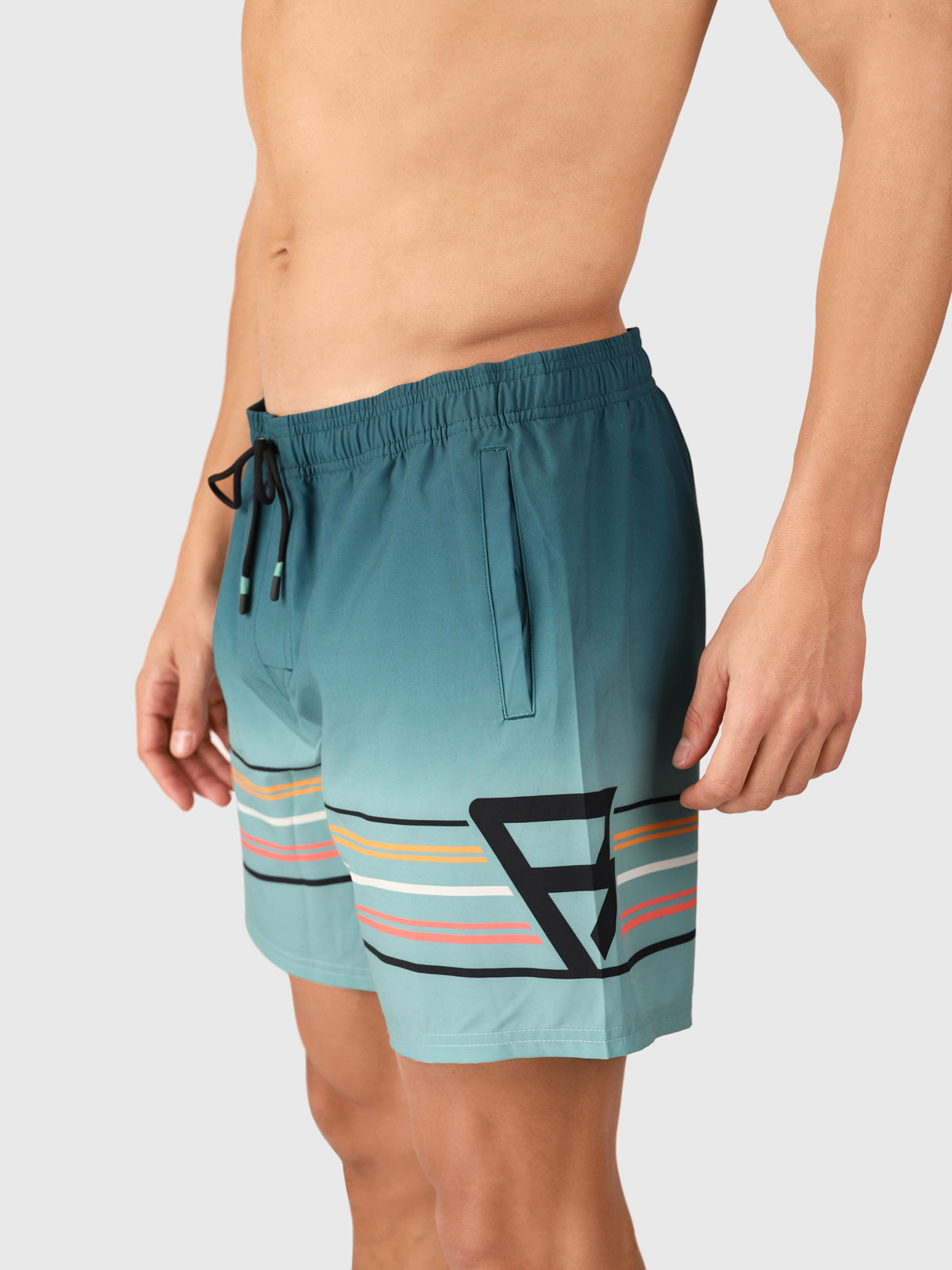 Bru-conic-Stripe Men Swim Shorts | Bottle Green