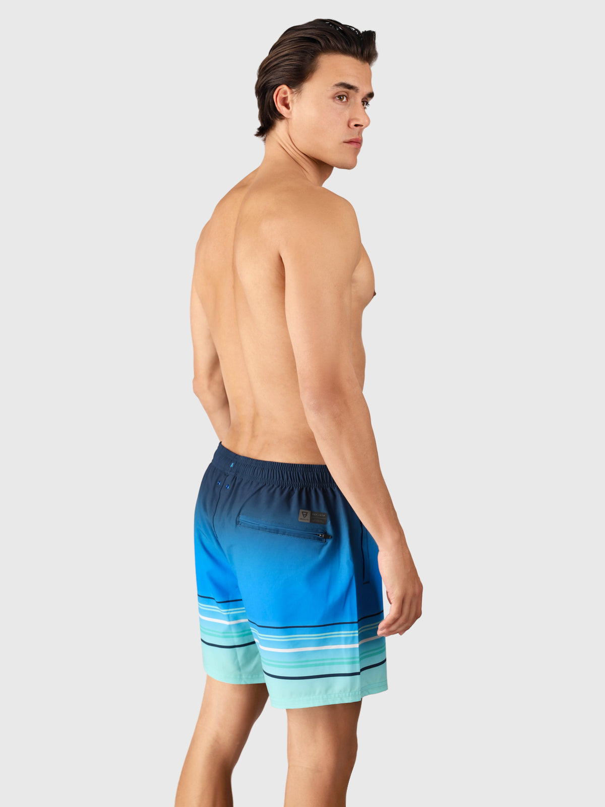 Bru-conic-Stripe Men Swim Shorts | Neon Blue