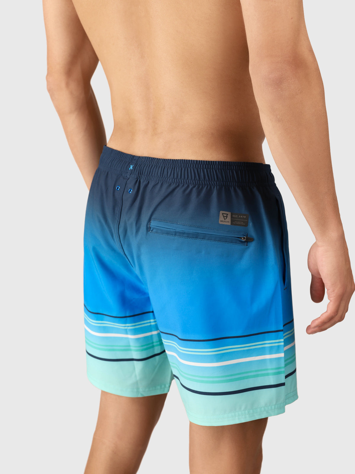 Bru-conic-Stripe Men Swim Shorts | Neon Blue