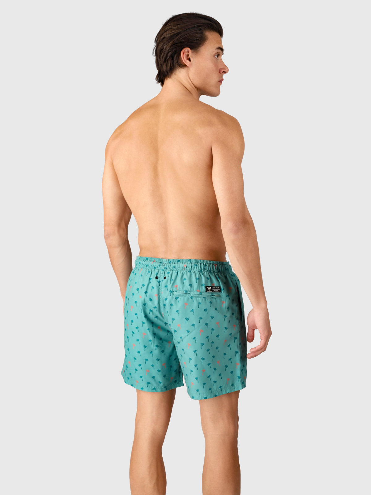 Cester-Mini Men Swim Shorts | Mini Palm Aqua Bottle Green