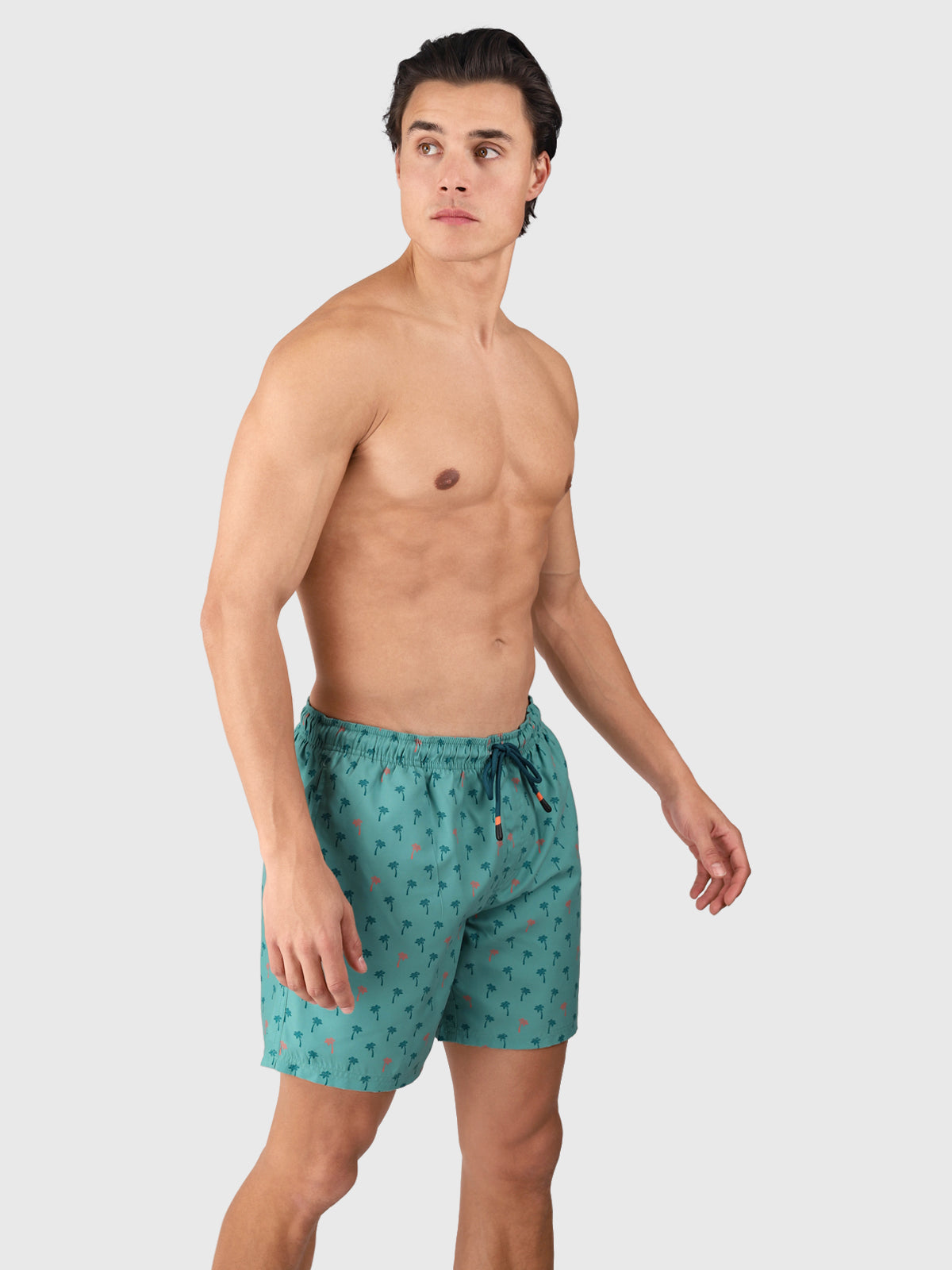 Cester-Mini Men Swim Shorts | Mini Palm Aqua Bottle Green