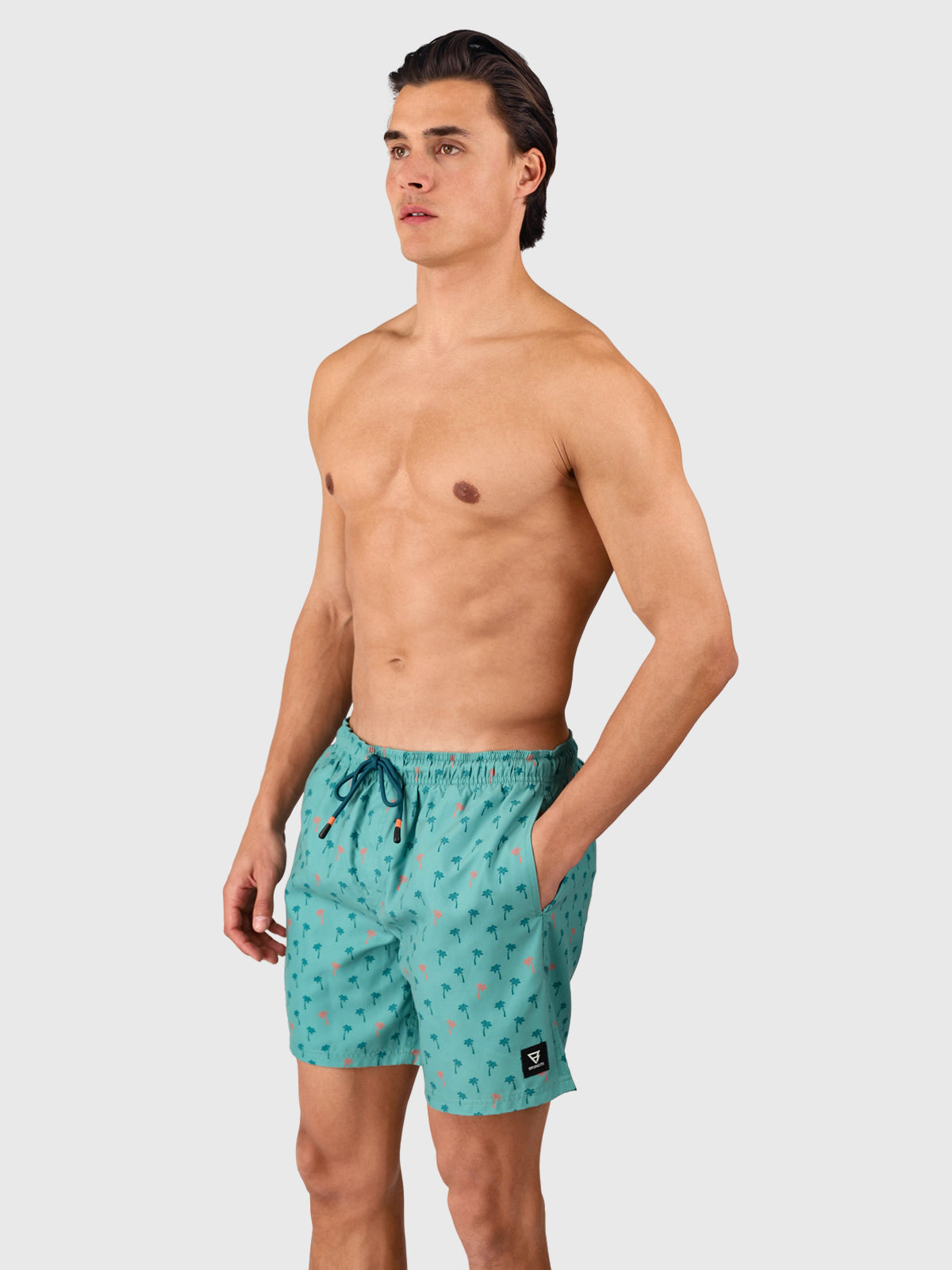 Cester-Mini Men Swim Shorts | Mini Palm Aqua Bottle Green