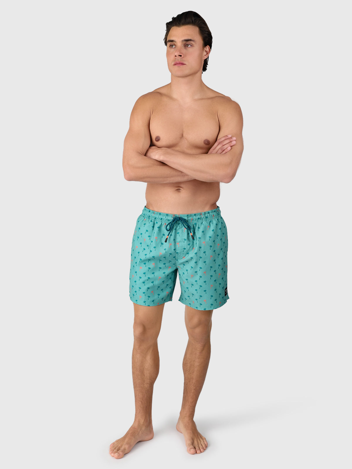 Cester-Mini Men Swim Shorts | Mini Palm Aqua Bottle Green