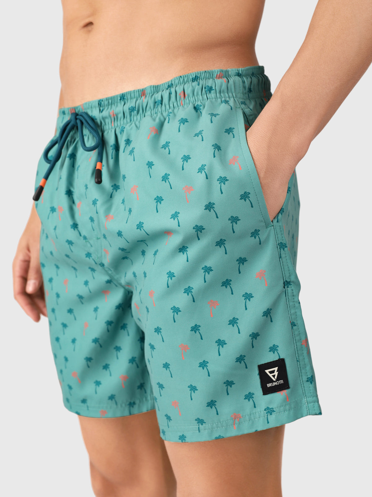 Cester-Mini Men Swim Shorts | Mini Palm Aqua Bottle Green