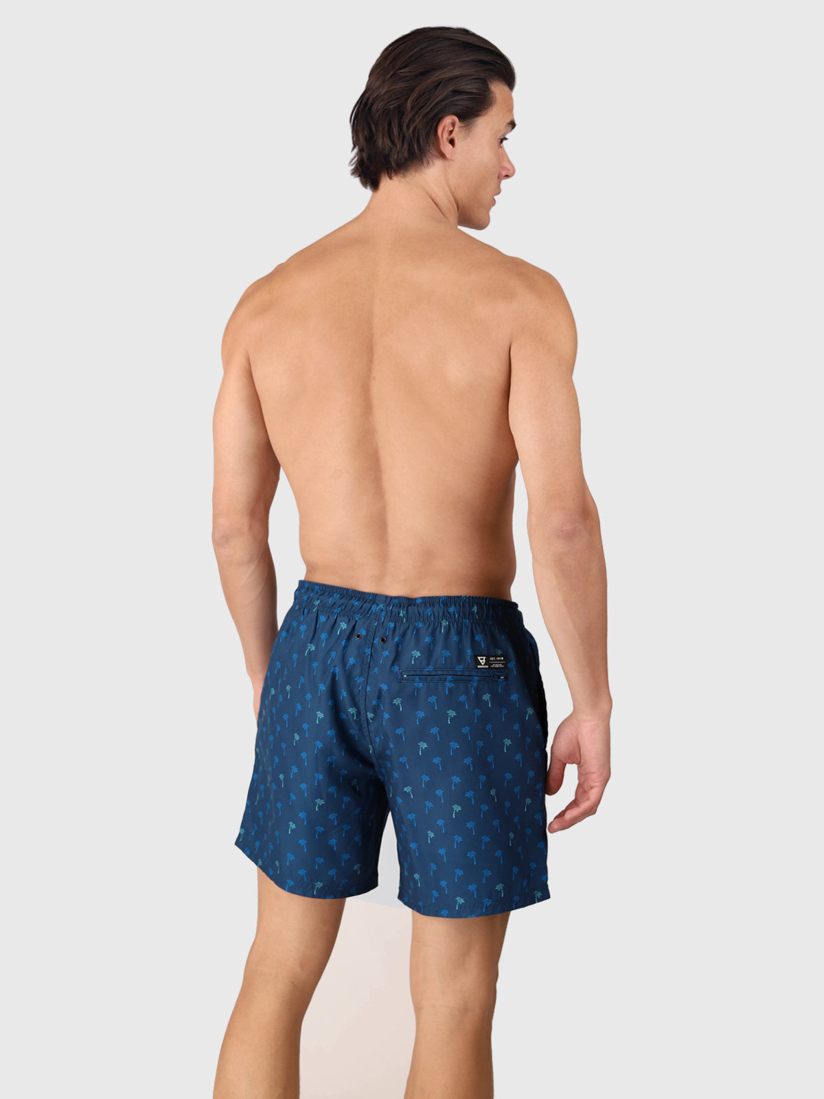 Cester-Mini Men Swim Shorts | Mini Palm Aqua Night Blue