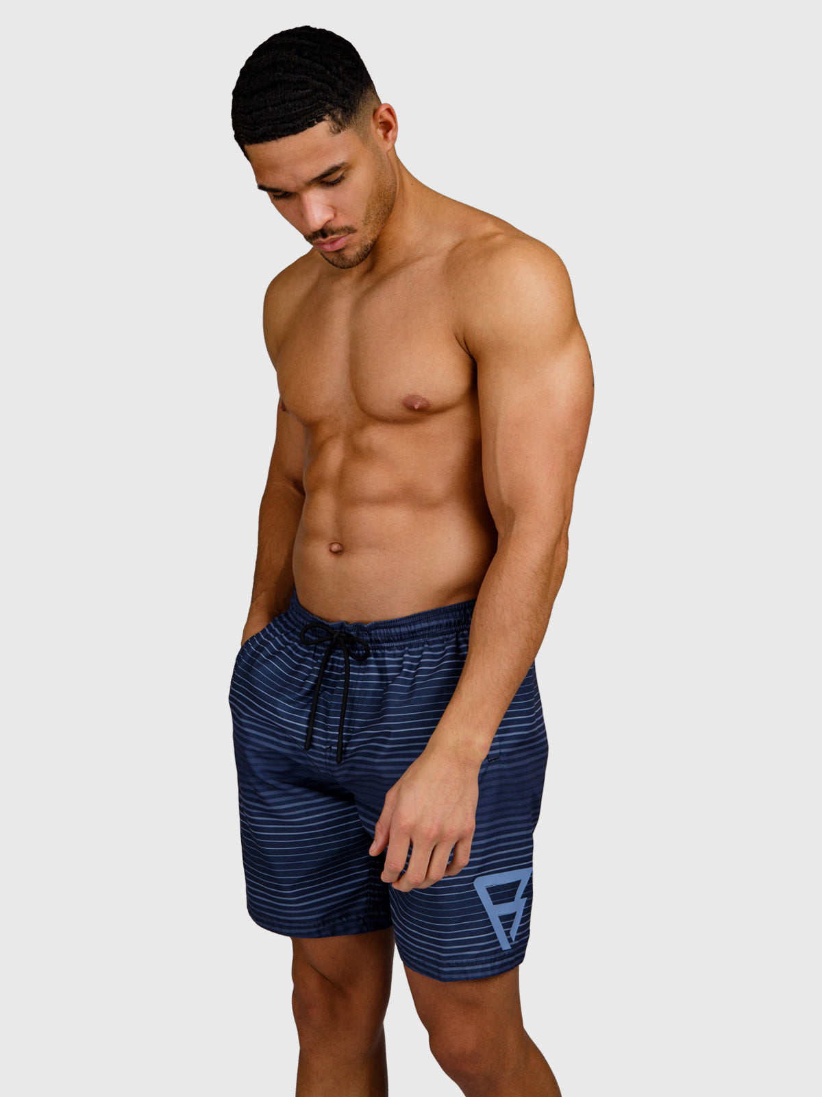 Cester-Stripe Men Swim Shorts | Indigo Blue