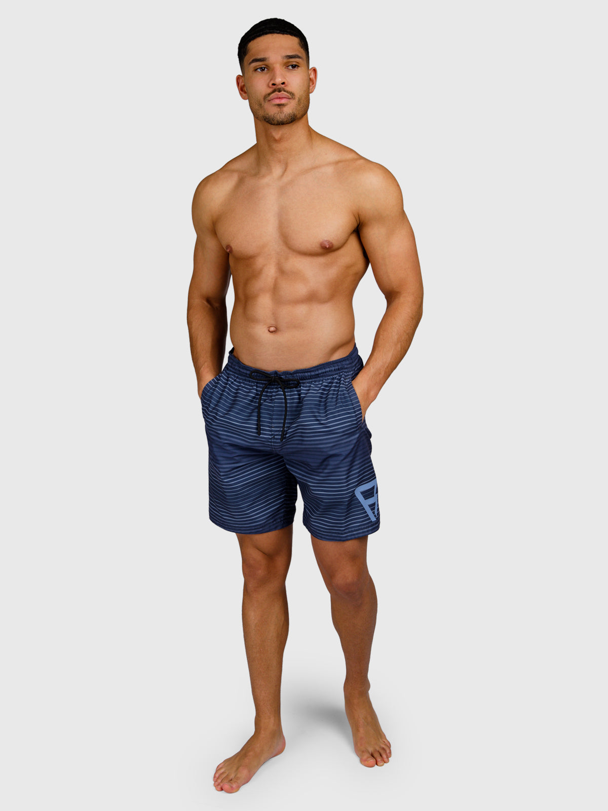 Cester-Stripe Men Swim Shorts | Indigo Blue