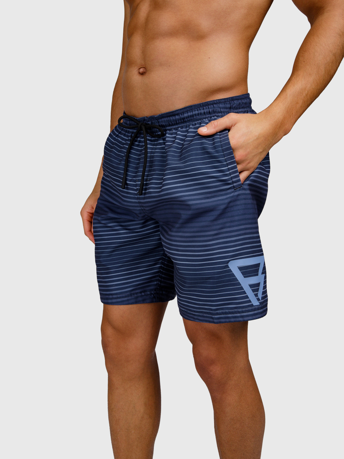 Cester-Stripe Men Swim Shorts | Indigo Blue