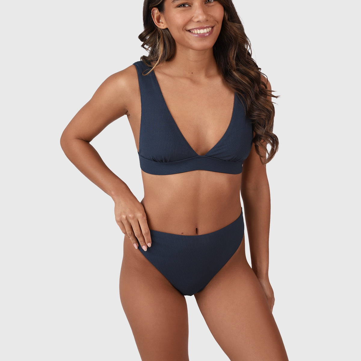 SHEKINI Top de Maiô Bikini feminino amarrado com nó em cor sólida e decote em V SHEKINI Top de Maiô Bikini feminino amarrado com nó em cor sólida e decote em V