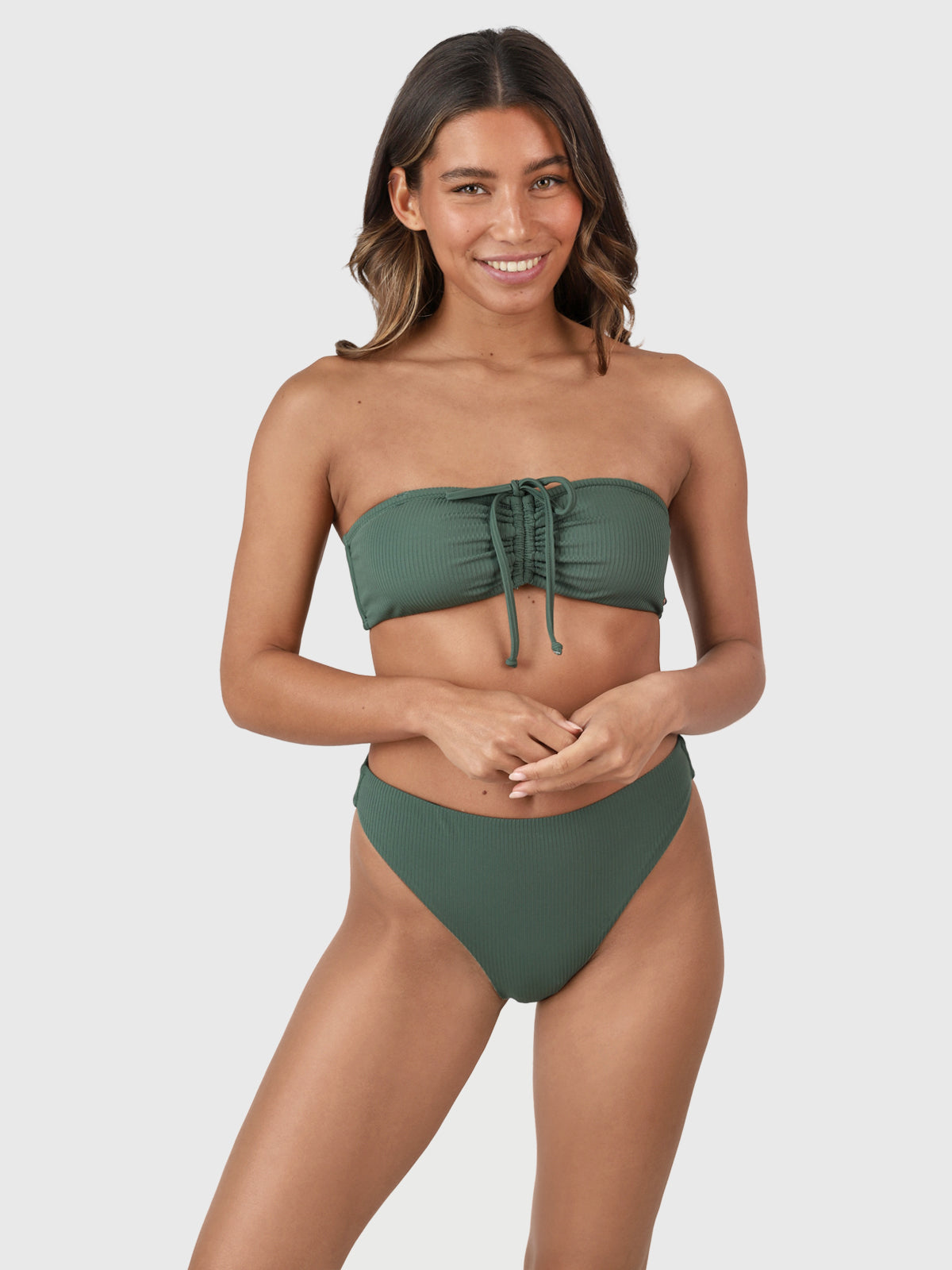 Selas-Rib Damen Bandeau Bikini Set | Juniper