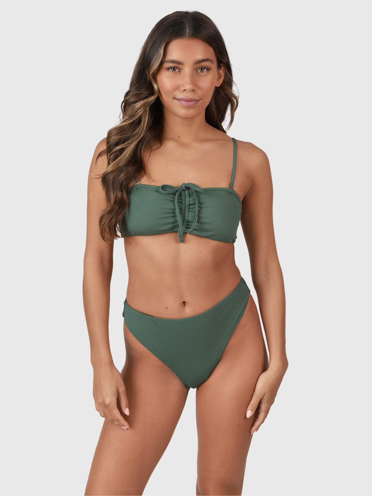Selas-Rib Damen Bandeau Bikini Set | Juniper