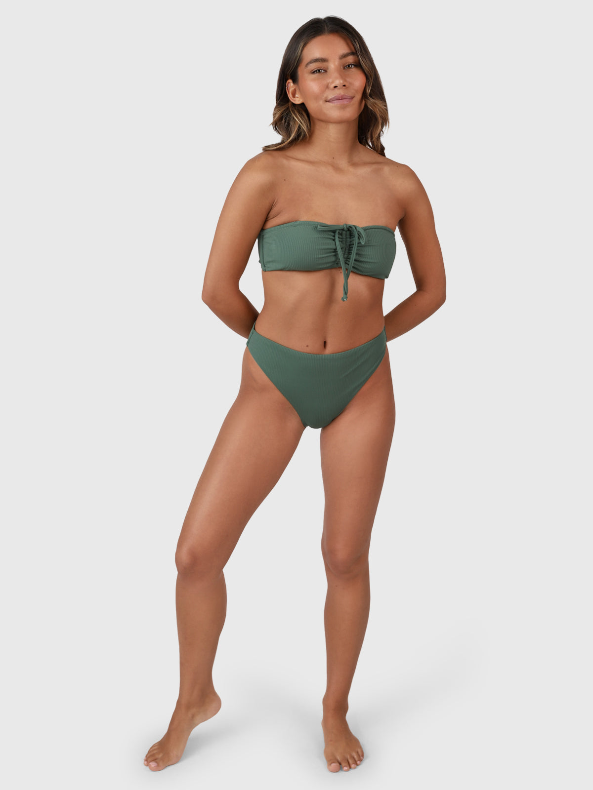 Selas-Rib Damen Bandeau Bikini Set | Juniper