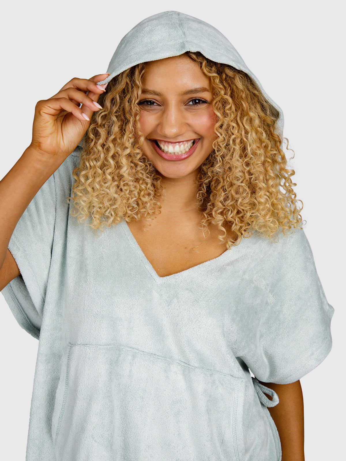 Paige Women Poncho | Aqua Grey