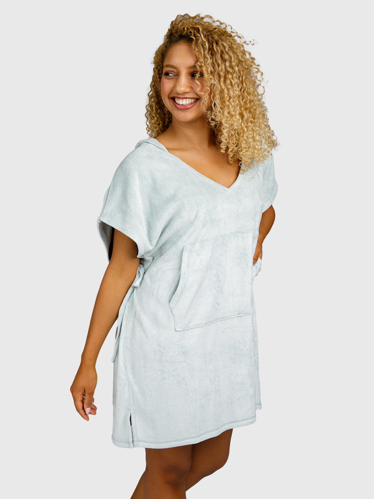 Paige Women Poncho | Aqua Grey