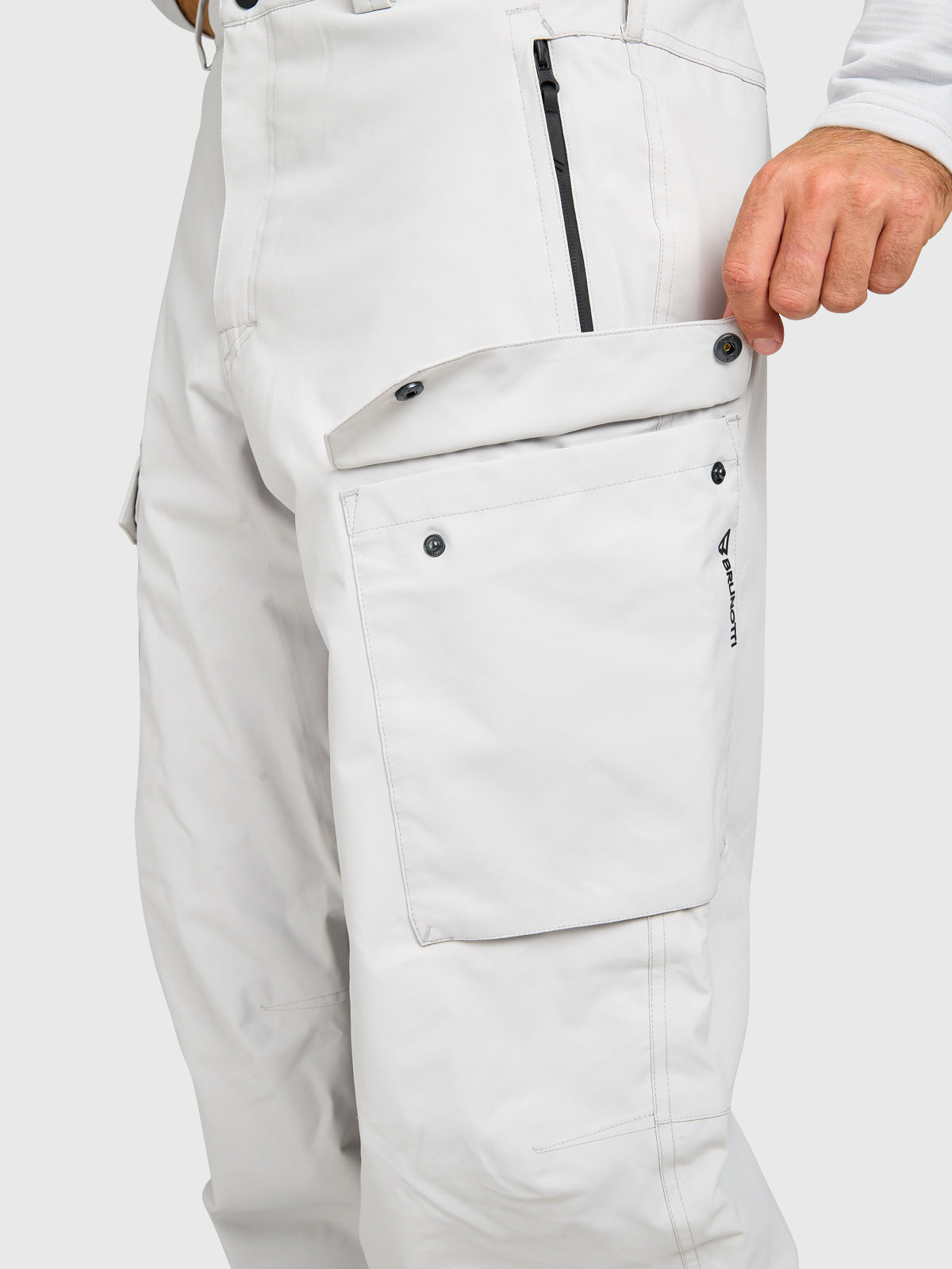 Footrail-Cargo Men Snow Pants | Soft Grey