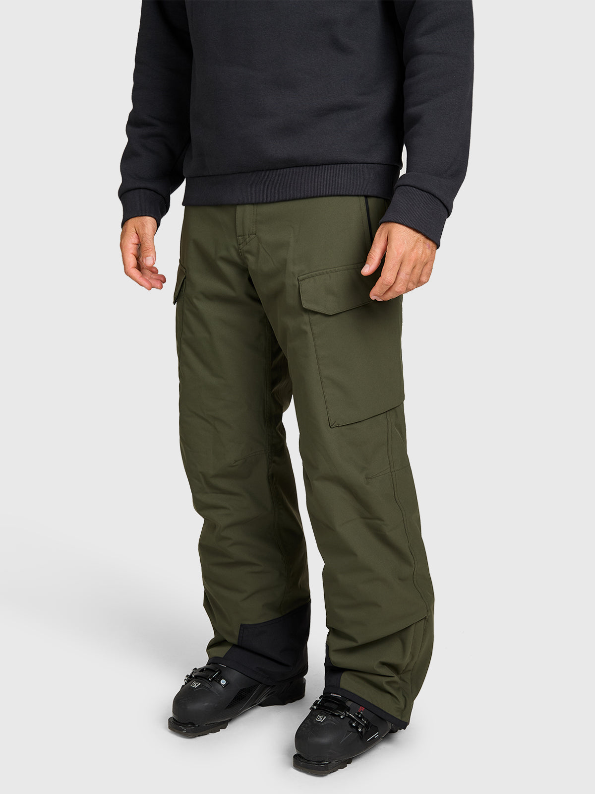 Footrail-Cargo Men Snow Pants | Deep Green