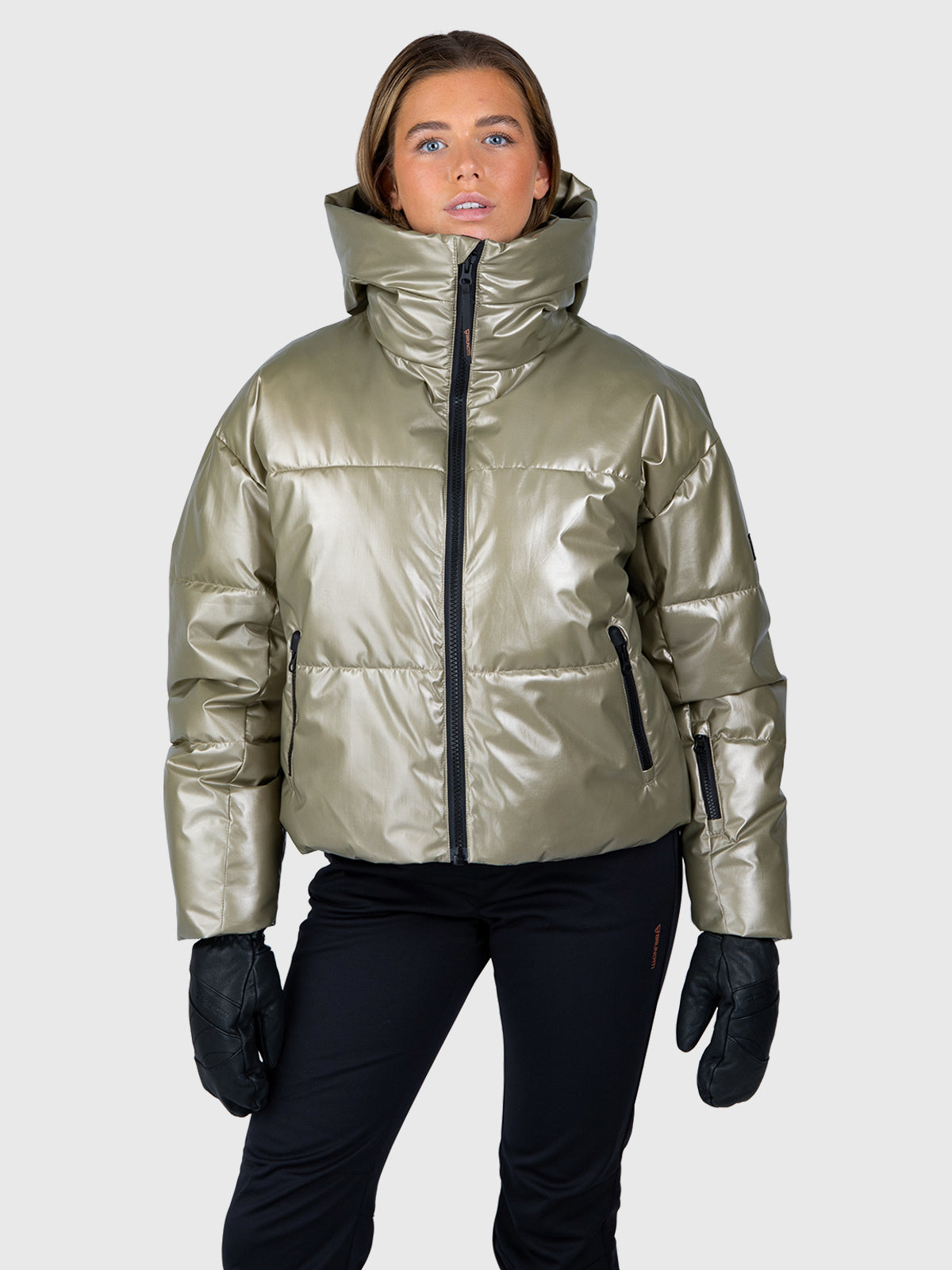 Fiaskia-Metallic Women Snow Jacket | Fungi