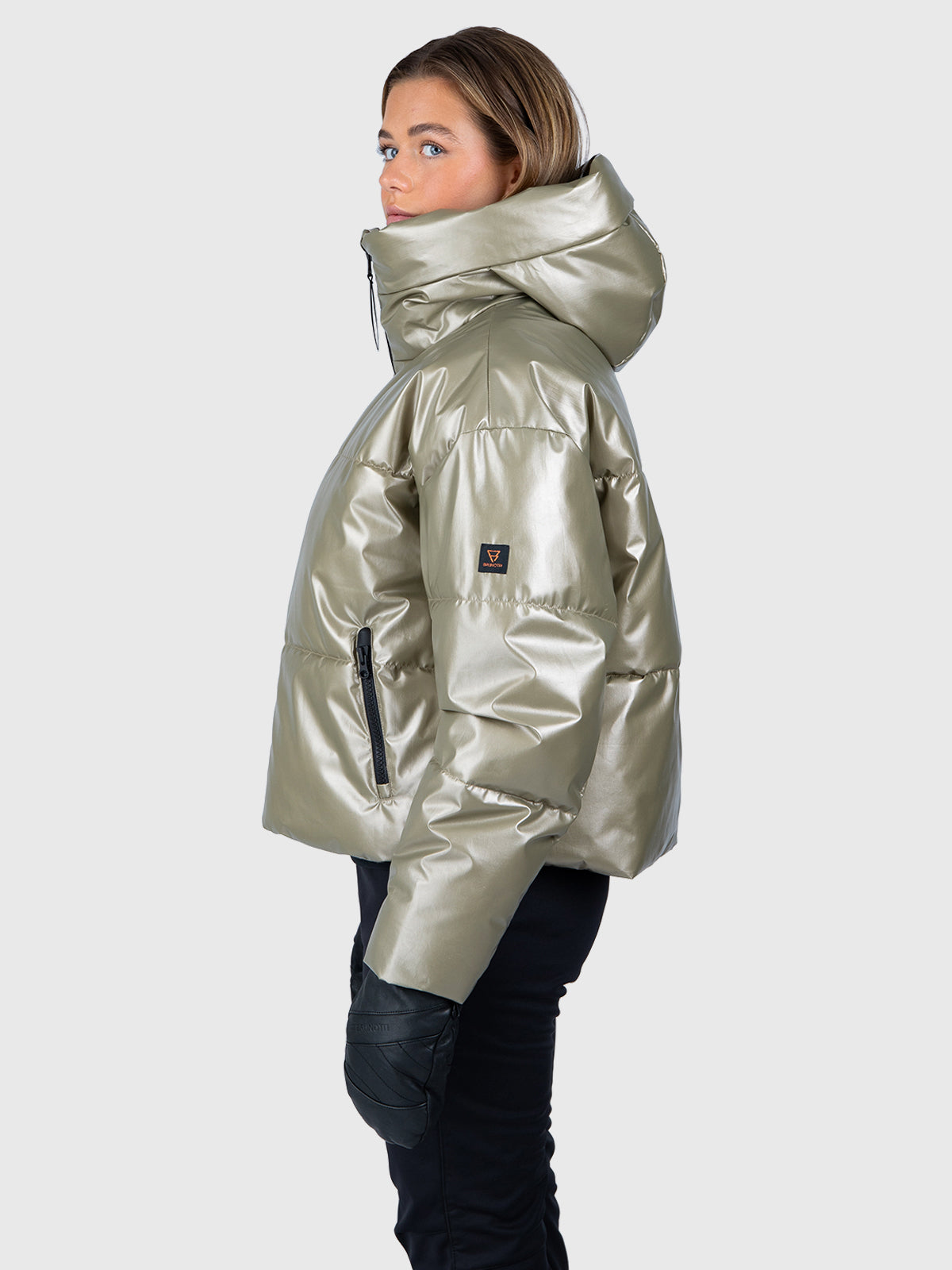 Fiaskia-Metallic Women Snow Jacket | Fungi